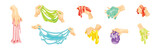 Fototapeta Dinusie - Human Hand Playing with Colorful Slime Toy Vector Set