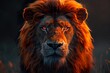 Majestic Lion staring on black background