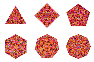 Poster - Abstract isolated mosaic polygon symbol set -  geometrical ornamental vector element