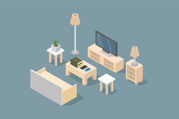 Canvas Print - Isometric living room