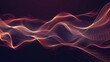 Red and gold particle wave on dark background. Dynamic motion concept for technology wallpaper