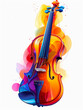 A colorful violin on a white background