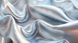 Satin silver fabric waves. Abstract texture design with place for tex