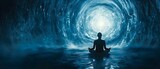 Fototapeta  - Tranquility Vortex: Meditation and Cosmic Energy. Concept Meditation, Energy Healing, Spiritual Development, Mindfulness Training