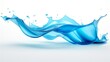 A visually engaging representation of a fluid blue water wave with energetic splash particles