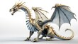 A beautifully rendered golden dragon caught mid-roar with fine scale details and a dramatic wing posture invoking tales of fantasy