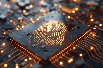 Poster - A computer chip with a fingerprint on it