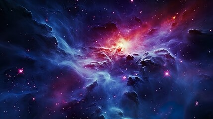Wall Mural - A mesmerizing display of colors fills the universe in this image, illustrating the fiery glow of nebulae and brilliance of starlight