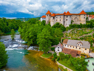 Wall Mural - Panorama view of Zuzemberk castle in Slovenia