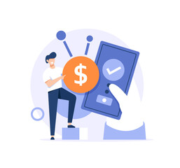 Poster - Banking app isolated cartoon vector illustrations,Make digital payments with smartphone, money transfer banking service