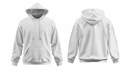 white hoodie hoody template vector illustration isolated on white background front and back view