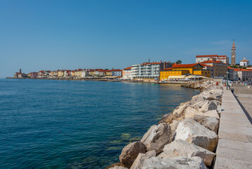 Wall Mural - Panorama view of Slovenian town Piran