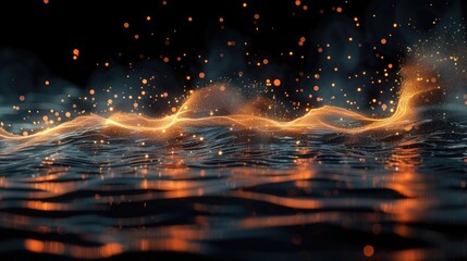 Leinwandbilder - A dynamic wave of water with vibrant lights glowing in the background.