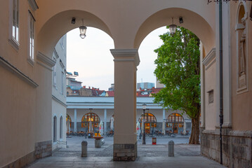 Wall Mural - Arcade of the covered market in Ljubljana, Slovenia