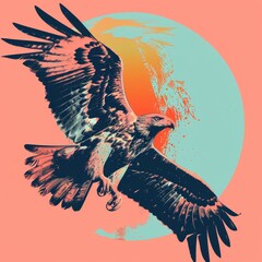 Sticker - a bird flying in the sky