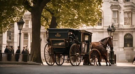 Wall Mural - Horse carriage in a city.