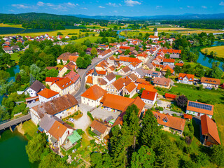 Wall Mural - Aerial view of Kostanjevica na Krki in Slovenia