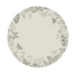 Background round frame with vintage beige butterflies. hand drawing. Not AI, Vector illustration.
