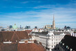 Vienna from the roof top. View to St. Stephens Cathedral church.