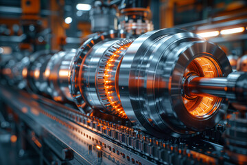 Poster - An industrial enterprise driving manufacturing processes and supply chain management. Concept of industrial production. Generative Ai.