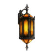 Gothic Entrance Lamp An of Ornate Ironwork and Amber Glass