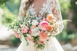 Nice wedding bouquet in bride's hand. Beautiful simple AI generated image in 4K, unique.
