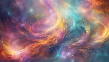 A colorful space background with a purple and orange swirl. The colors are vibrant and the swirls are dynamic