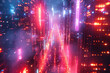 A dazzling array of neon lights illuminating the city streets, casting a surreal glow upon the urban landscape. Concept of nightlife and urban vibrancy. Generative Ai.