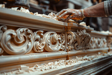Poster - a skilled carpenter constructing fine furniture with craftsmanship that withstands the test of time.