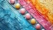 A colored background with contraceptive pills and condoms. It represents the concept of birth control.