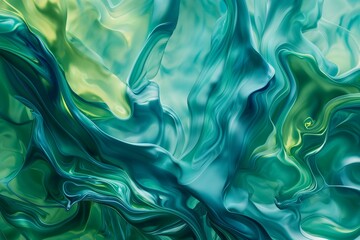 Wall Mural - Abstract Melting Patterns with Nature-Inspired Green and Blue Hues