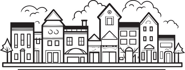  Urban Echelon: Simple Line Drawing Logo Cityscape Illumination: Vector Icon of Simplistic Townscape