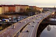 View of Essingeleden highway (bridge) in Stockholm