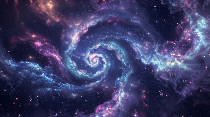 Spiral galaxy in cosmic nebula