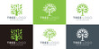Tree logo icon set design. Garden plant nature symbols template. Vector illustration.