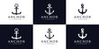 set of anchor logo and bundle of ocean sailing boat icon vector illustration design