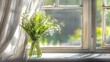A Bouquet Of Lily-Of-The-Valley Flowers On A Windowsill In A Country House In The Spring Morning