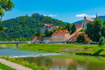 Riverside of Savinja in Slovenian town Celje