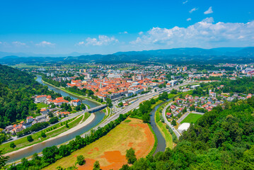 Canvas Print - Aerial view of Slovenian town Celje