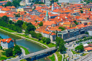 Sticker - Aerial view of Slovenian town Celje