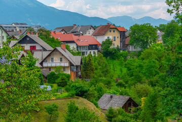 Canvas Print - Aerial view of Slovenian town Radovljica