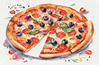 pizza with salami.  AI generative	