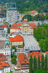 Wall Mural - Aerial view of the Kongresni trg square in Ljubljana, Slovenia