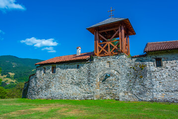 Poster - Studenica monastery during a sunny day in Serbia