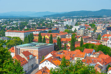 Wall Mural - Aerial view of the University library at the Slovenian capital L