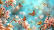 Butterflies Flying Over Flowers