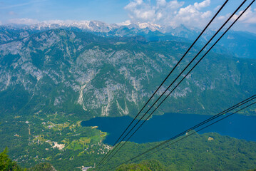 Wall Mural - Aerial view of lake Bohinj in Slovenia