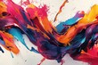 Multicolored paint swirls and blends on a white canvas, creating a dynamic and vibrant display of hues