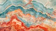 Marble slabs flow in a gradient from cool teal to warm red, creating an artistic backdrop that showcases the natural elegance and texture diversity of stone