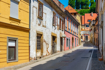 Canvas Print - Narrow street in the historical center of Ptuj, Slovenia